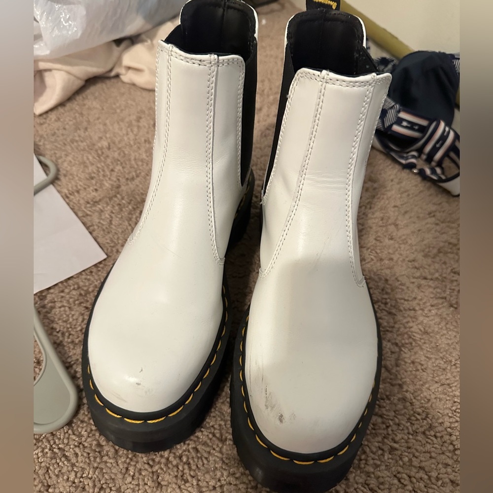 doc martens white quad platform chelsea boots size 8